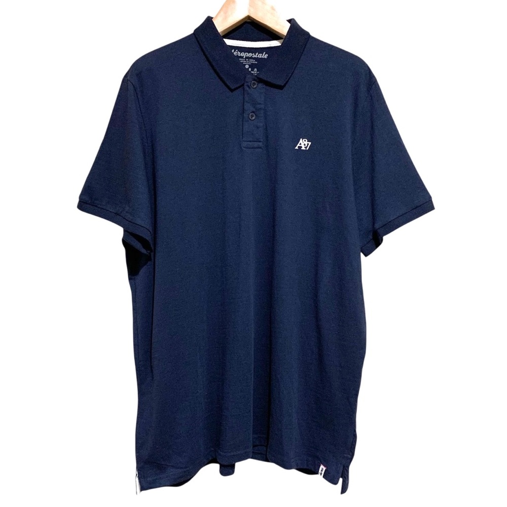 Aeropostale A87 Logo Piqué Polo Men’s Size 3XL Blue Crest NWT Cotton Blend